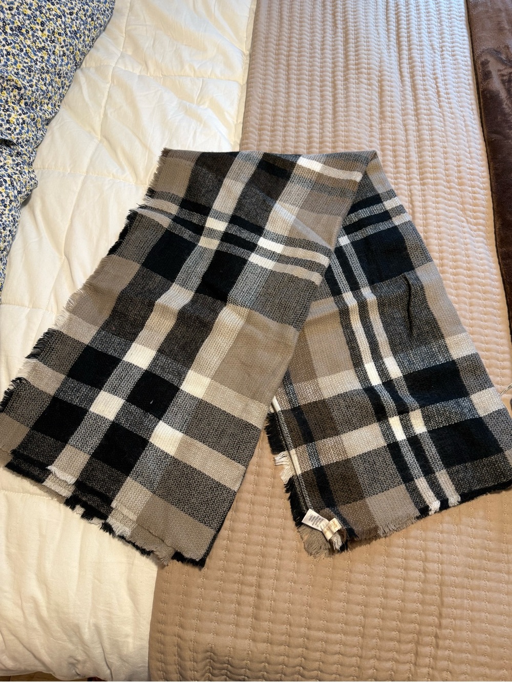 Large Plaid Fringe Winter Scarf
